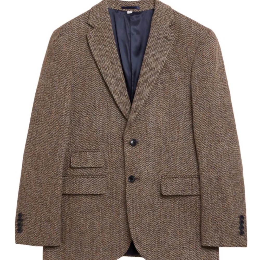 Elegant Brown Herringbone Blazer for Men